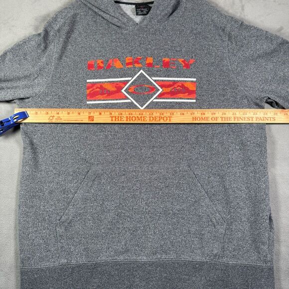 Oakley Hoodie Mens XL Gray Spellout Logo Pullover Sweatshirt Pocket Athleisure - Picture 5 of 11